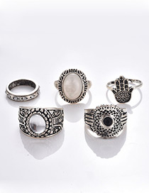 Fashion Silver Color Pure Color Decorated Ring ( 5 Pcs )