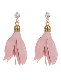 Fashion Pink Flower Decorated Earrings