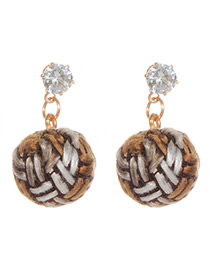 Fashion Brown Ball Decorated Earrings
