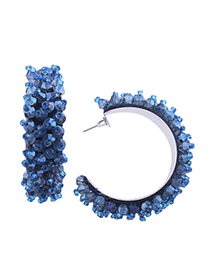 Fashion Blue Circular Ring Shape Decorated Earrings