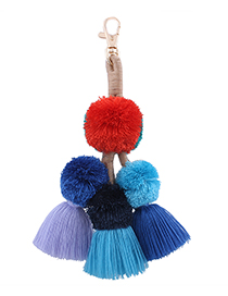 Fashion Multi-color Ball Decorated Pom Keychain