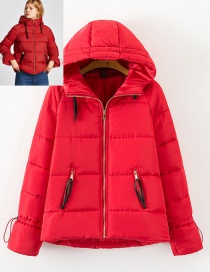 Fashion Red Pure Color Decorated Coat