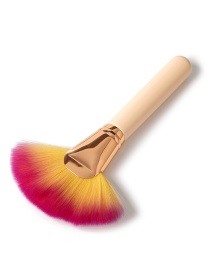 Fashion Plum Red+beige Sector Shape Decorated Makeup Brush