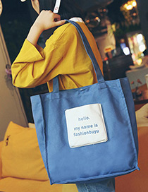 Fashion Blue Letter Pattern Decorated Shoulder Bag