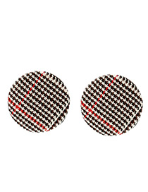 Fashion Khaki+black Grid Pattern Decorated Earrings