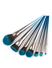 Fashion Blue+black Color Matching Decorated Makeup Brush(7pcs)
