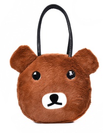 Fashion Brown Bear Shape Decorated Shoulder Bag