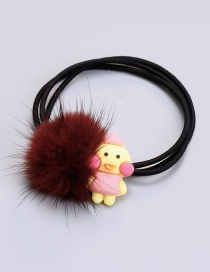 Lovely Claret Red Bear&fuzzy Ball Decorated Hair Band