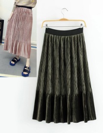 Trendy Green Stripe Pattern Design Long Skirt