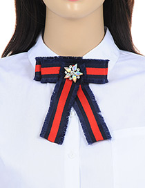 Fashion Red+navy Flower Decorated Bowknot Shape Brooch