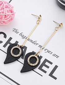 Fashion Black Round &leaf Shape Decorated Earrings