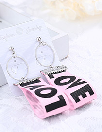 Fashion Pink Love Decorated Earrings