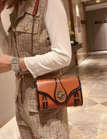 Fashion Brown Irregular Shape Buckle Decorated Shoulder Bag