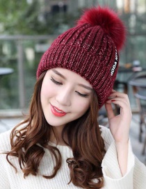 Fashion Claret-red The Letter Patch Decorated Cap