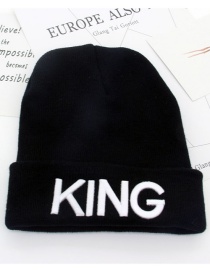 Fashion Black+white King Letter Decorated Cap