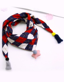 Fashion Navy+red Grid Pattern Decorated Scarf
