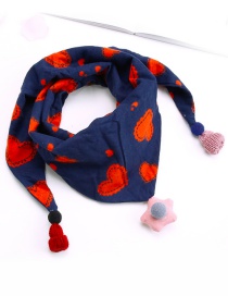 Fashion Navy+red Heart Pattern Decorated Scarf