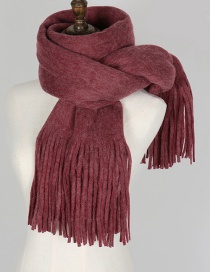 Fashion Dark Red Pure Color Decorated Scarf