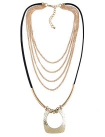 Fashion Gold Color Hollow Out Decorated Multilayer Necklace