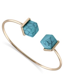 Fashion Blue Square Shape Decorated Opening Bracelet
