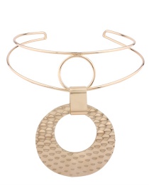 Exaggerated Gold Color Round Shape Decorated Double-layer Choker