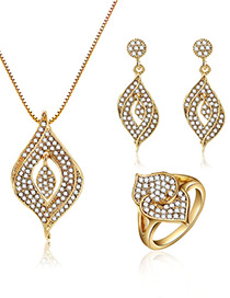 Fashion Gold Color Leaf Shape Design Hollow Out Jewelry Sets