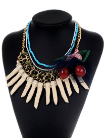 Exaggerated Beige Bowknot Shape Decorated Multilayer Necklace
