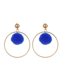 Fashion Sapphire Blue Ball Shape Decorated Pom Earrings