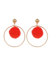 Fashion Red Ball Shape Decorated Pom Earrings