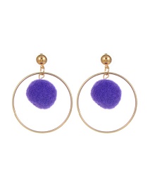 Fashion Purple Ball Shape Decorated Pom Earrings