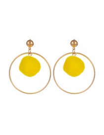Fashion Yellow Ball Shape Decorated Pom Earrings