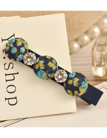 Fashion Navy Flower Pattern Decorated Hair Clip