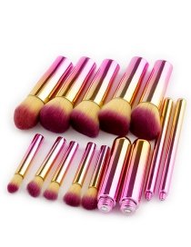 Fashion Pink+yellow Round Shape Decorated Makeup Brush ( 10 Pcs )