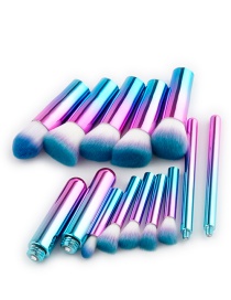 Fashion Pink+blue Round Shape Decorated Makeup Brush ( 10 Pcs )