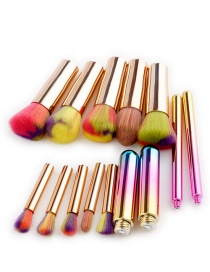 Fashion Multi-color Round Shape Decorated Makeup Brush ( 10 Pcs )