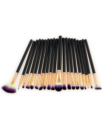Fashion Purple+yellow+black Sector Shape Decorated Makeup Brush ( 20 Pcs)
