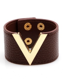 Fashion Brown Letter V Shape Decorated Bracelet