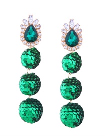 Fashion Green Balls&diamond Decorated Long Earrings