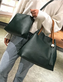 Fashion Green Pure Color Decorated Shoulder Bag (2 Pcs )