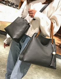 Fashion Dark Gray Pure Color Decorated Shoulder Bag (2 Pcs )