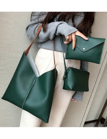 Fashion Oliver Green Pure Color Decorated Shoulder Bag ( 3pcs)