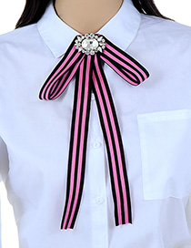 Fashion Pink Stripe Pattern Decorated Brooch