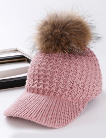 Fashion Pink Fuzzy Ball Decorated Cap