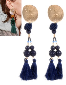 Fashion Sapphire Blue Tassel Decorated Earrings