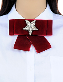 Fashion Claret Red Star Shape Decorated Brooch