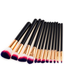 Trendy Red+white Color Matching Decorated Makeup Brush(12pcs)