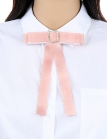 Trendy Pink Square Shape Decorated Bowknot Brooch