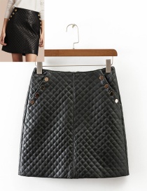 Trendy Black Grid Pattern Decorated Simple Skirt