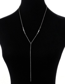 Fashion Silver Color Pure Color Decorated Long Necklace