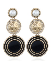 Fashion Gold Color+black Color-matching Decorated Earrings